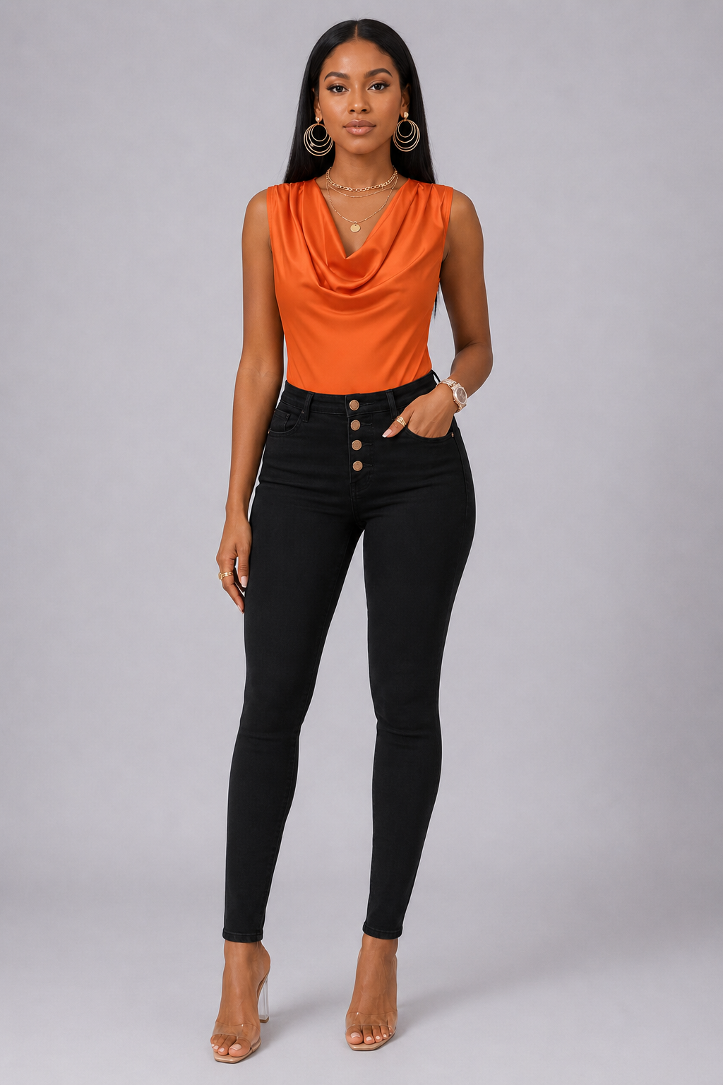 Satin Cowl Top