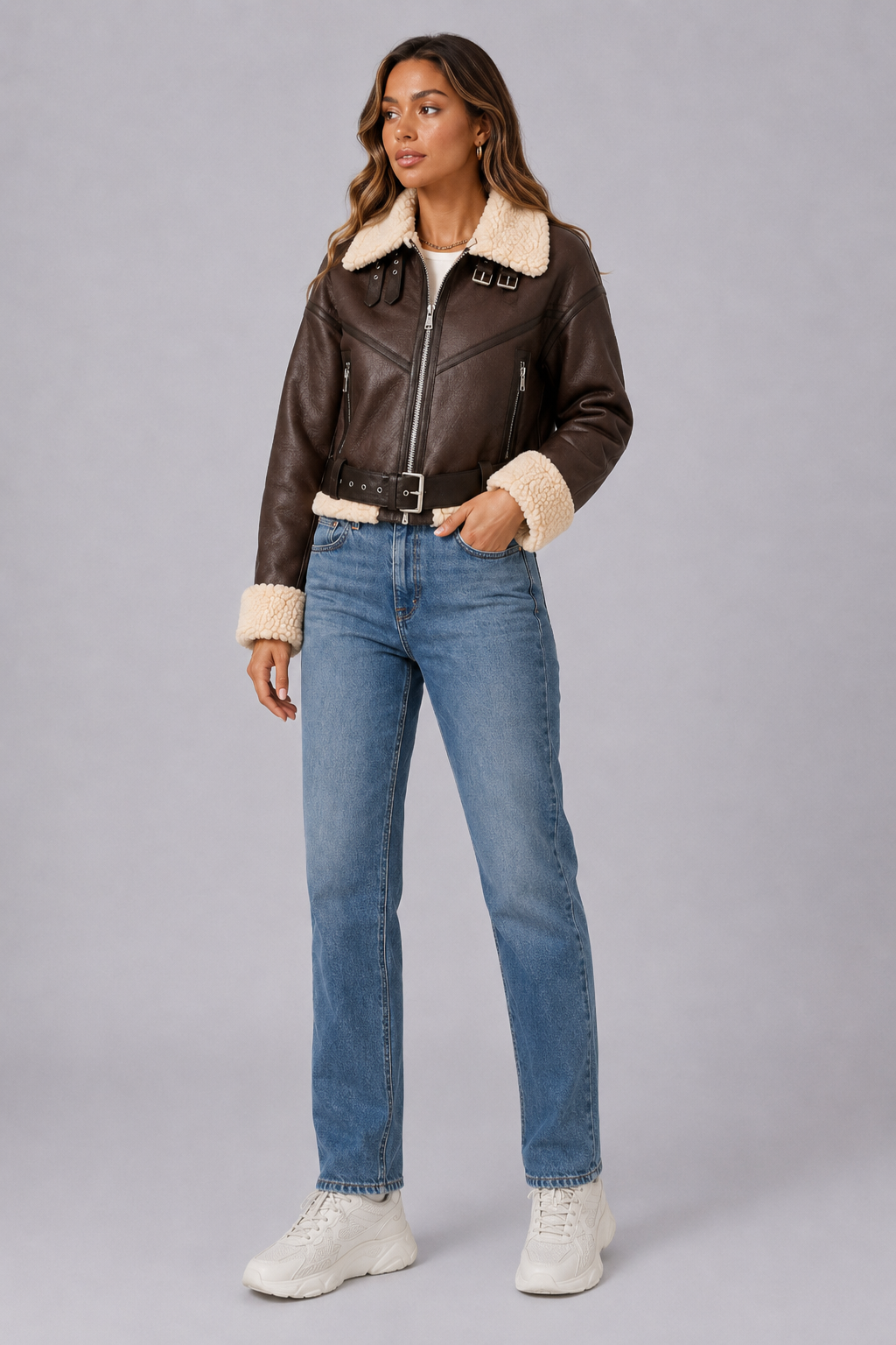 Faux Shearling Moto Jacket
