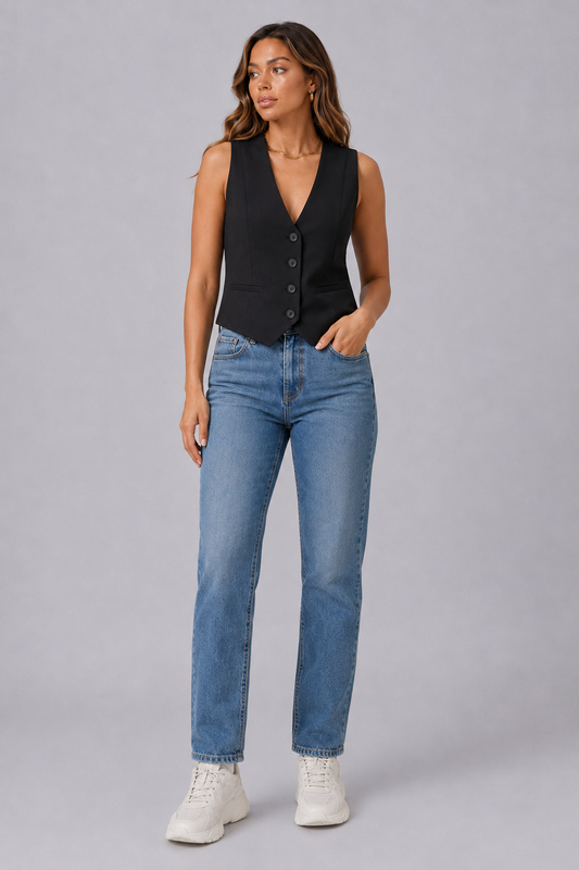 Chic Cropped Suit Vest
