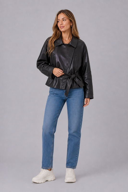 Vintage Faux Leather Cropped Trench
