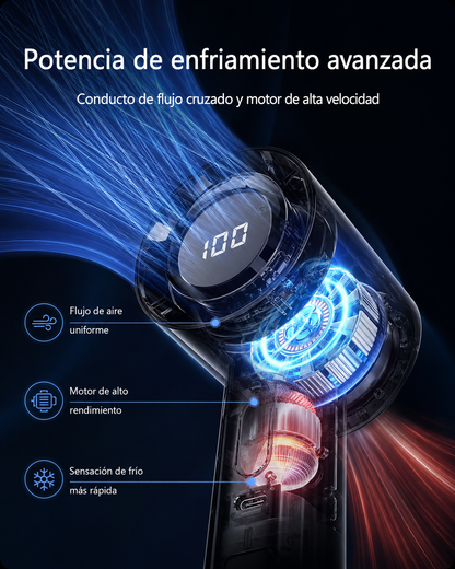 Ventilador Portátil Ultrapotente: Enfriamiento Instantáneo con Pantalla LED Digital (100 Velocidades)