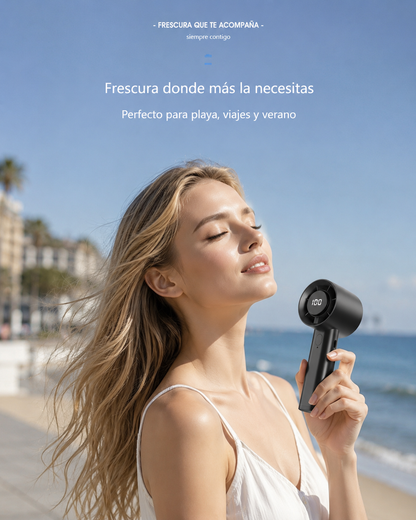 Ventilador Portátil Ultrapotente: Enfriamiento Instantáneo con Pantalla LED Digital (100 Velocidades)