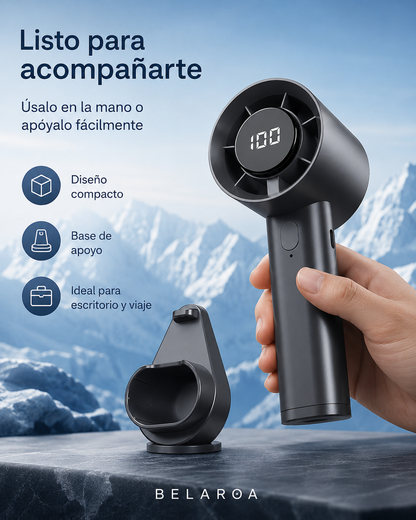 Ventilador Portátil Ultrapotente: Enfriamiento Instantáneo con Pantalla LED Digital (100 Velocidades)