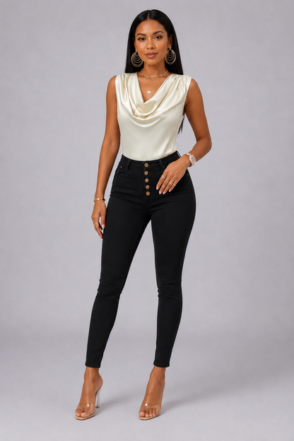 Satin Cowl Top