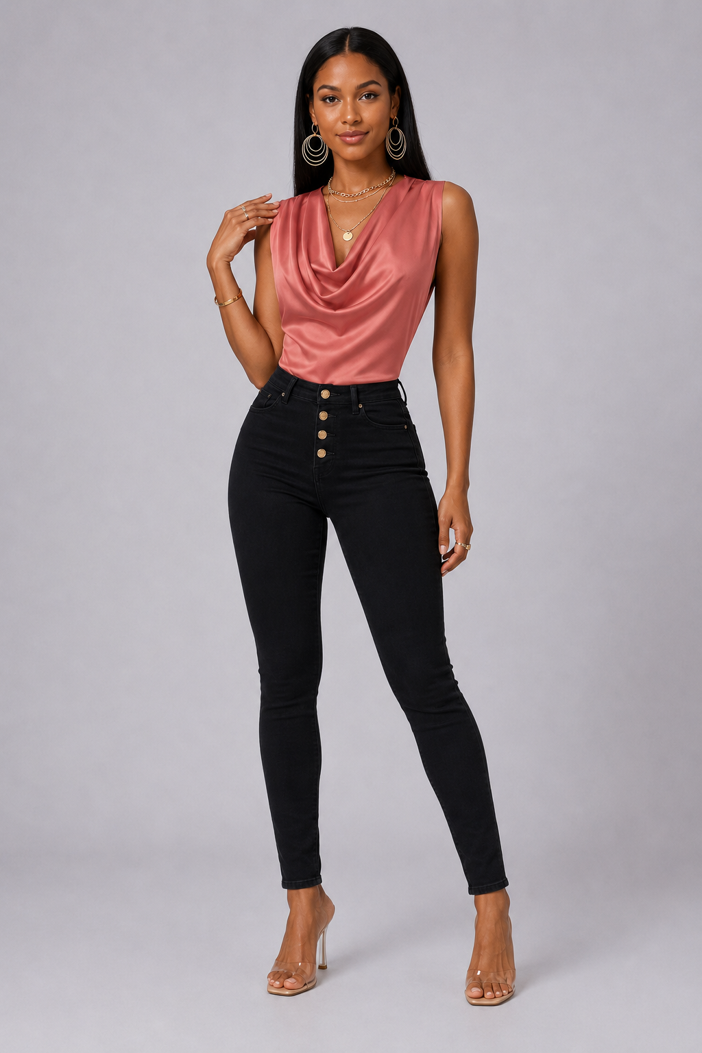 Satin Cowl Top