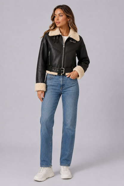 Faux Shearling Moto Jacket