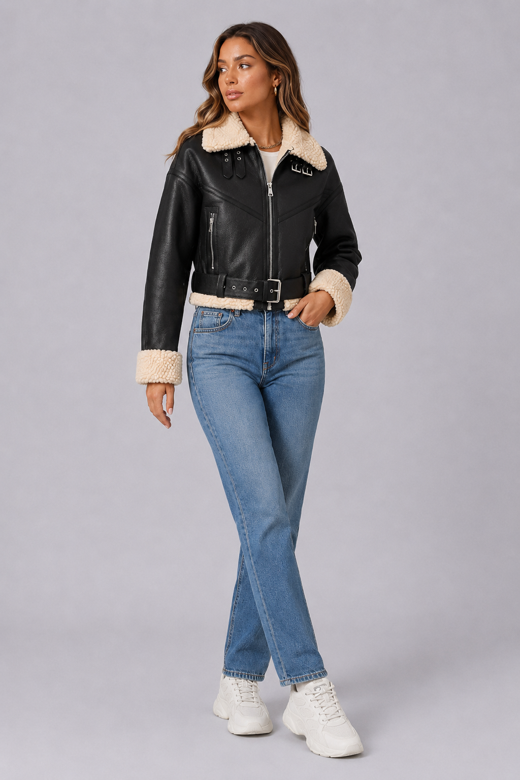 Faux Shearling Moto Jacket