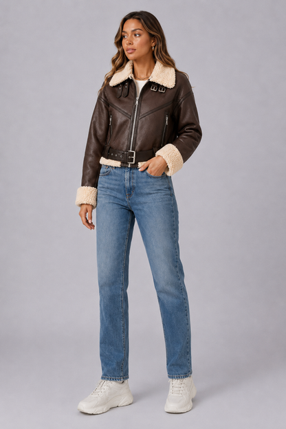 Faux Shearling Moto Jacket