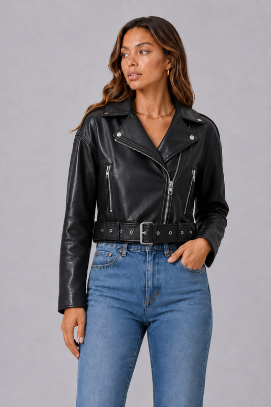 Belted Oversized Leather Jacket