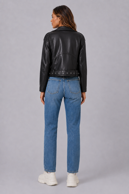 Belted Oversized Leather Jacket