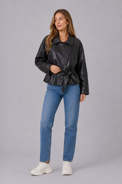 Vintage Faux Leather Cropped Trench