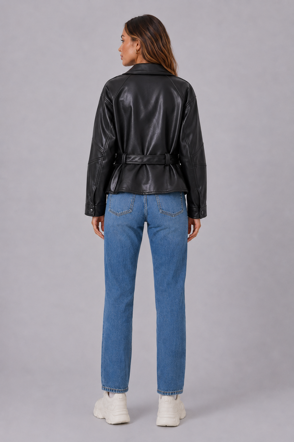 Vintage Faux Leather Cropped Trench