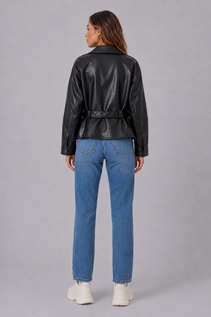 Vintage Faux Leather Cropped Trench