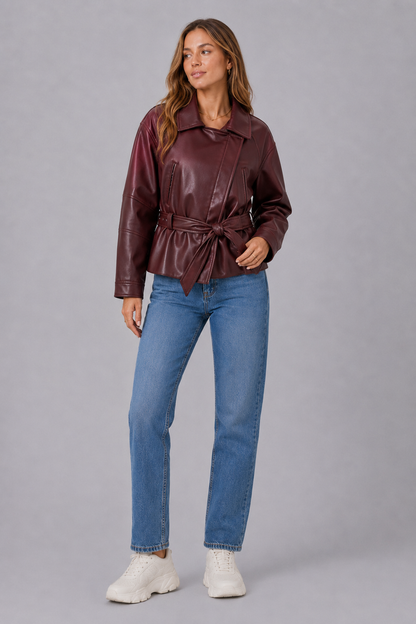 Vintage Faux Leather Cropped Trench