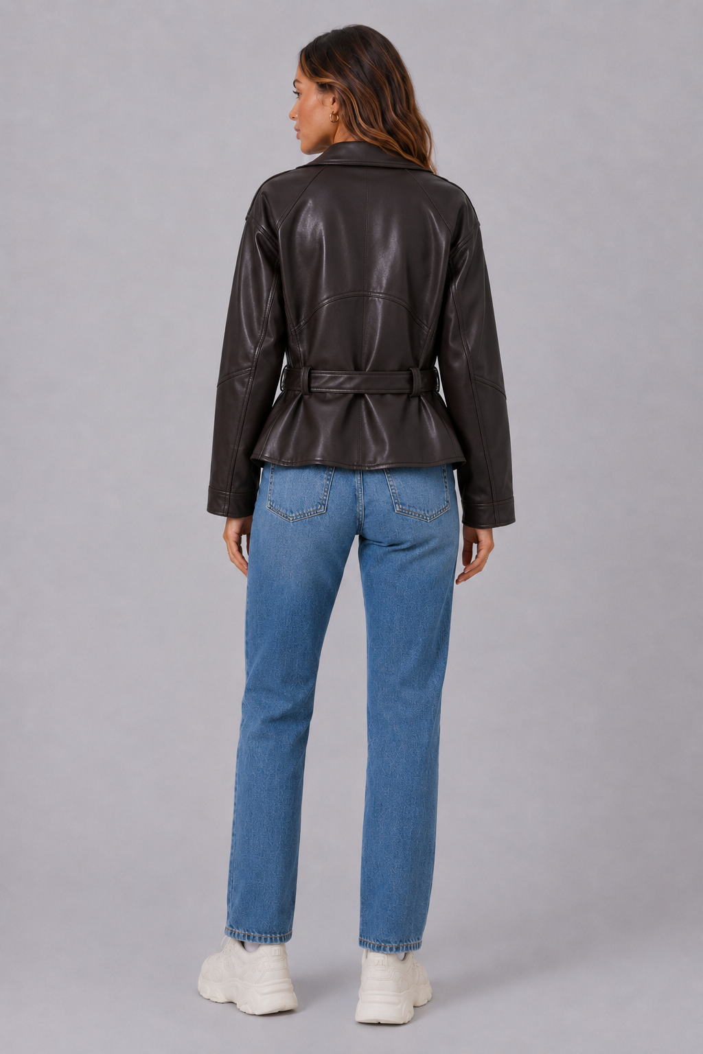 Vintage Faux Leather Cropped Trench