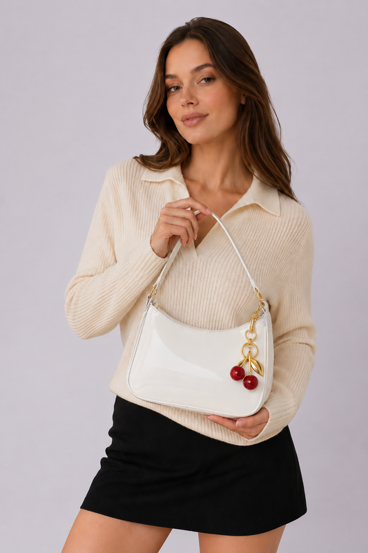 Chic Cherry Pendant Underarm Bag