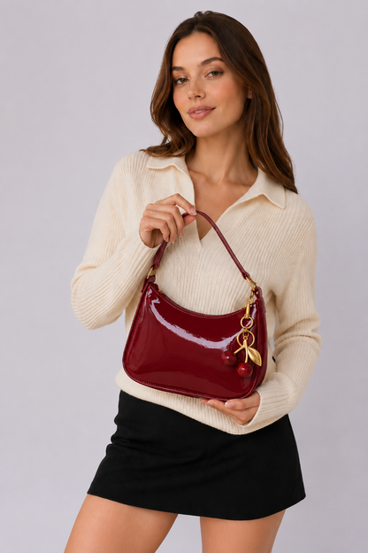 Chic Cherry Pendant Underarm Bag