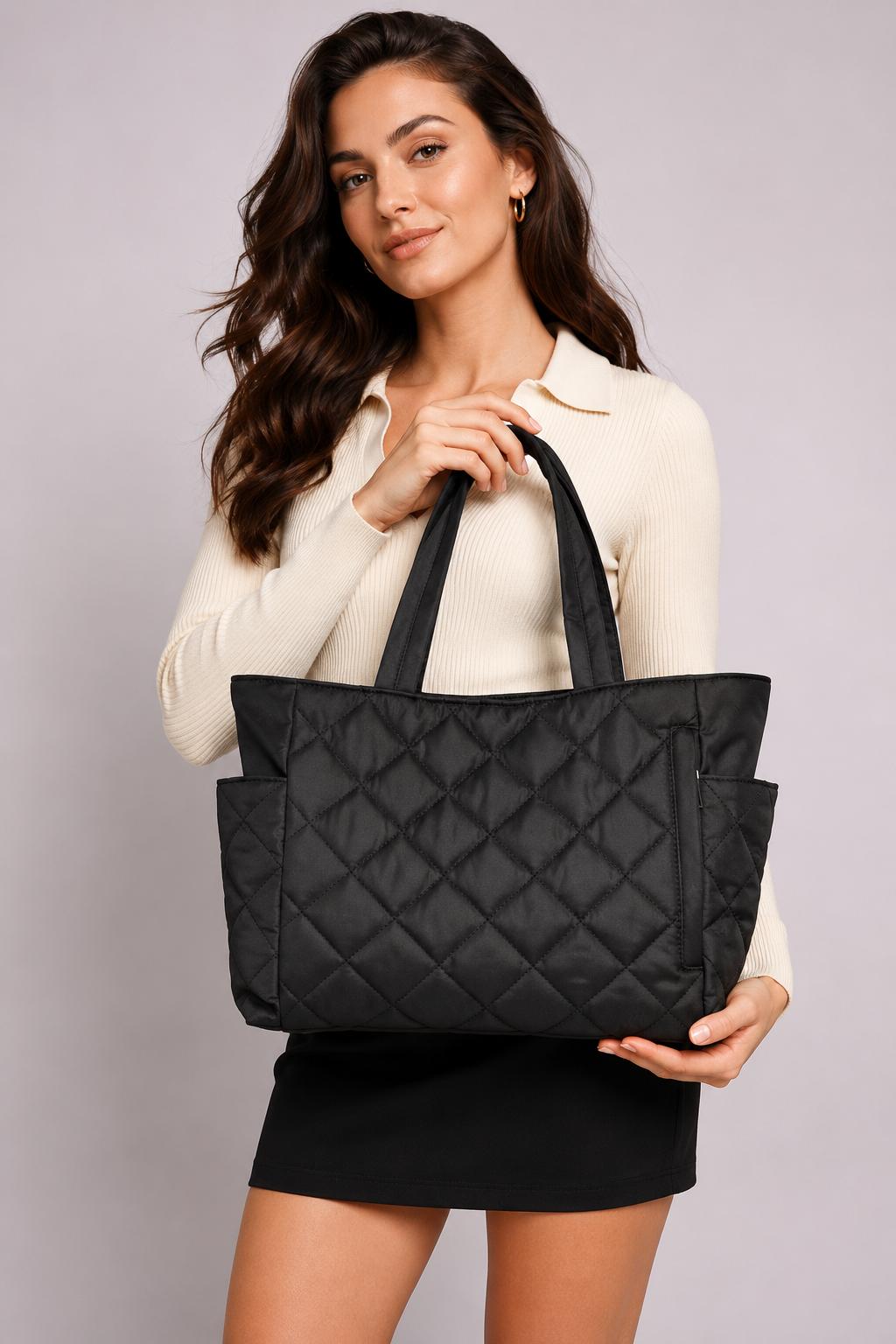 Chic Cream Puffer Tote