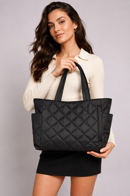 Chic Cream Puffer Tote
