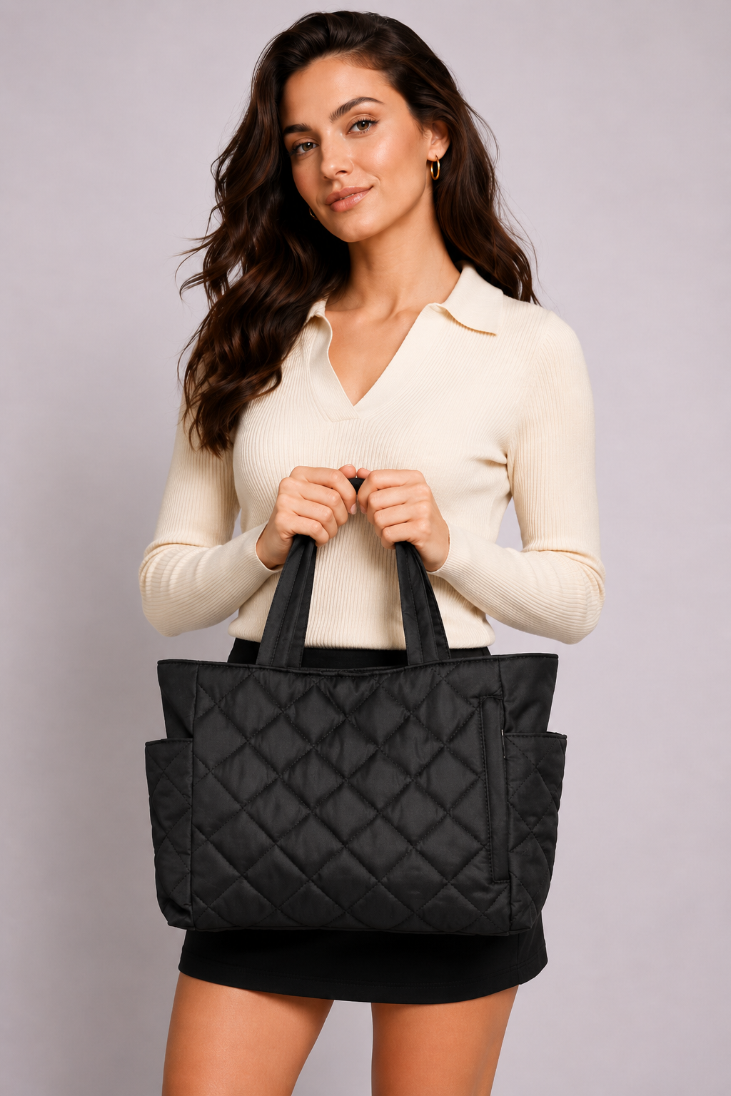 Chic Cream Puffer Tote