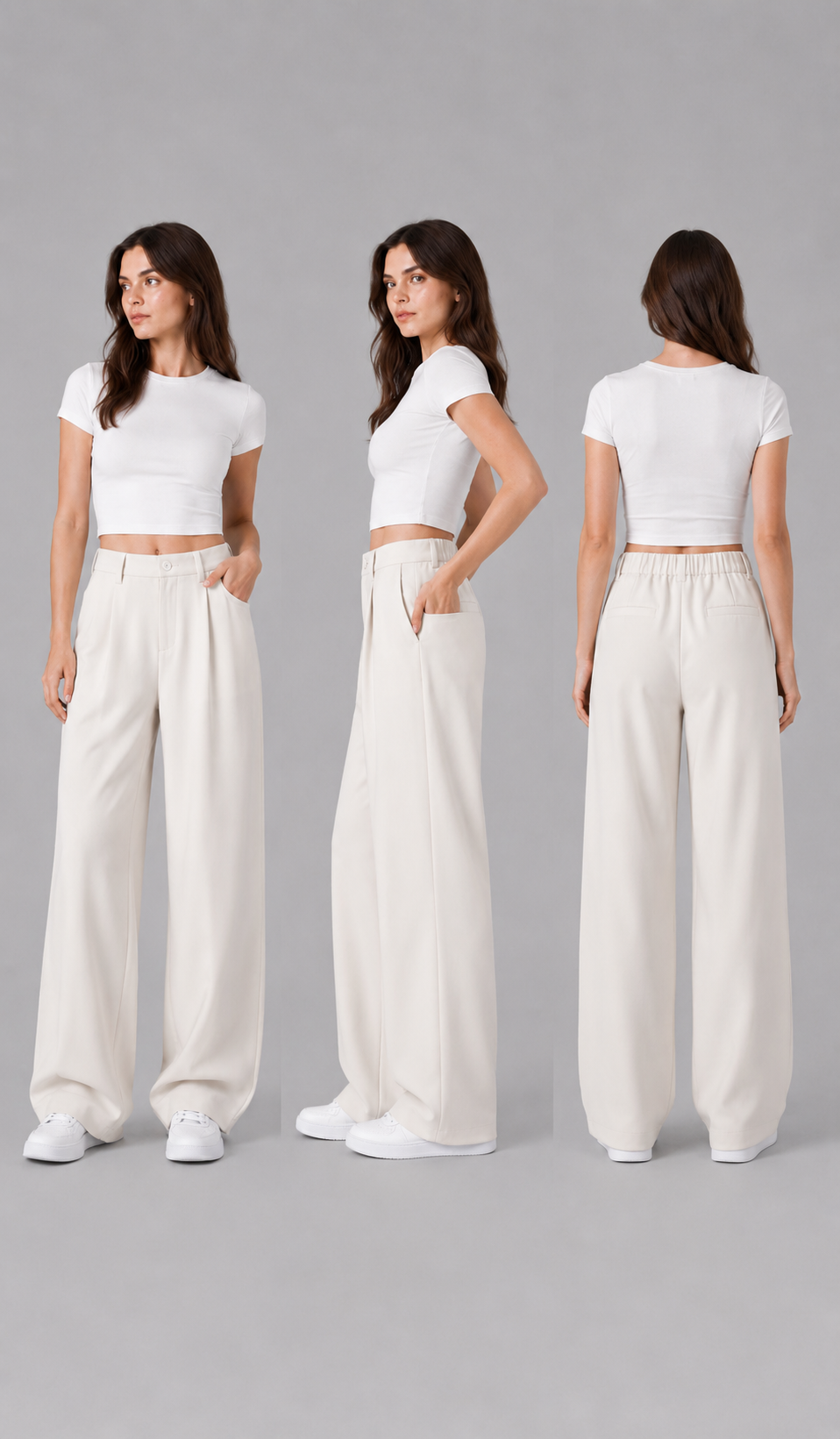High-Waist Woolen Wide Leg Trousers