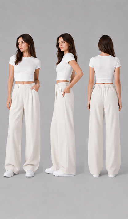 High-Waist Woolen Wide Leg Trousers