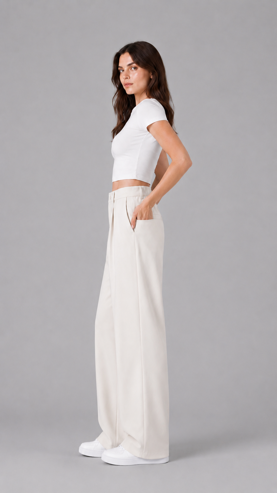 High-Waist Woolen Wide Leg Trousers