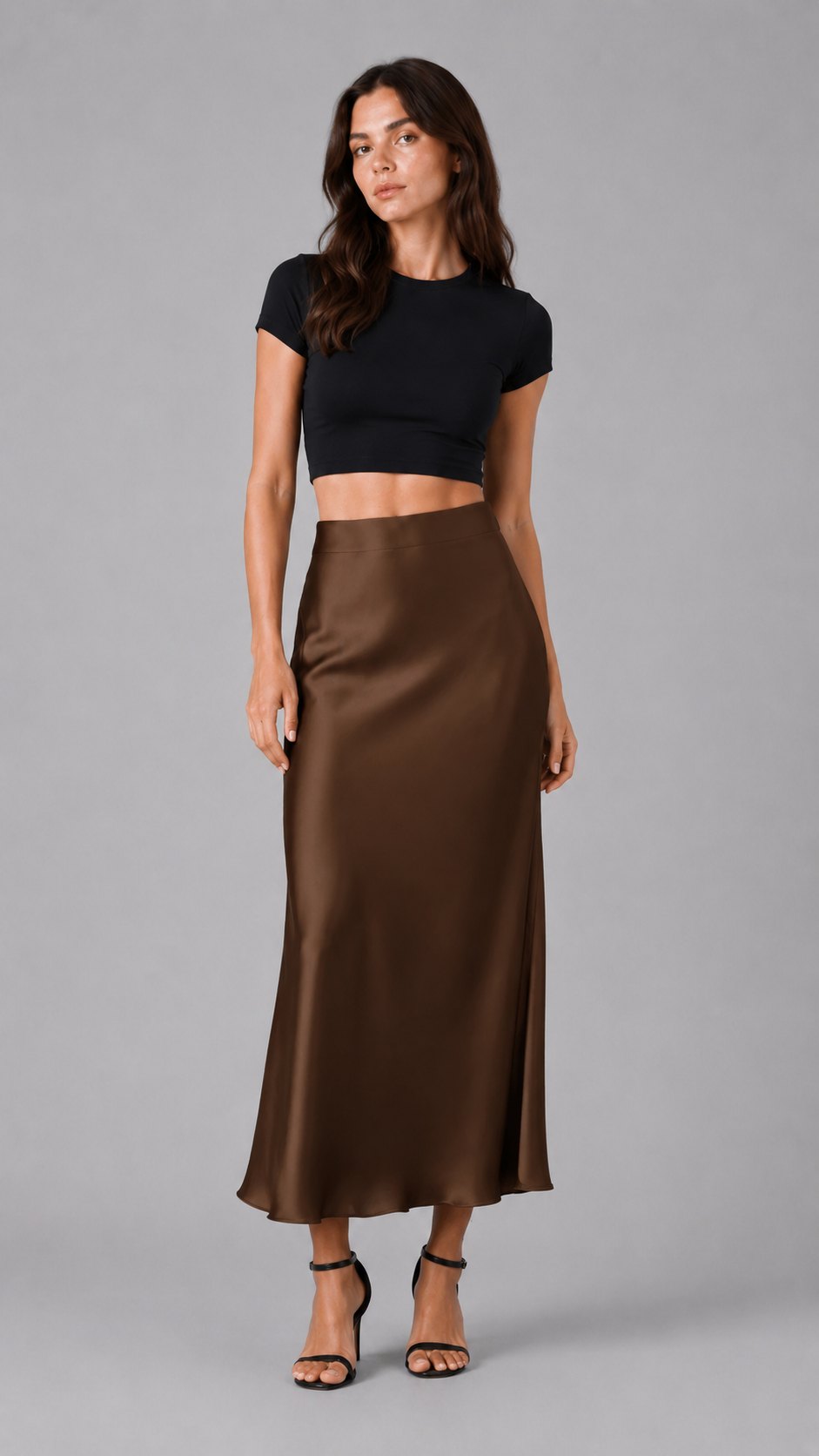 Elegant Satin Midi Skirt