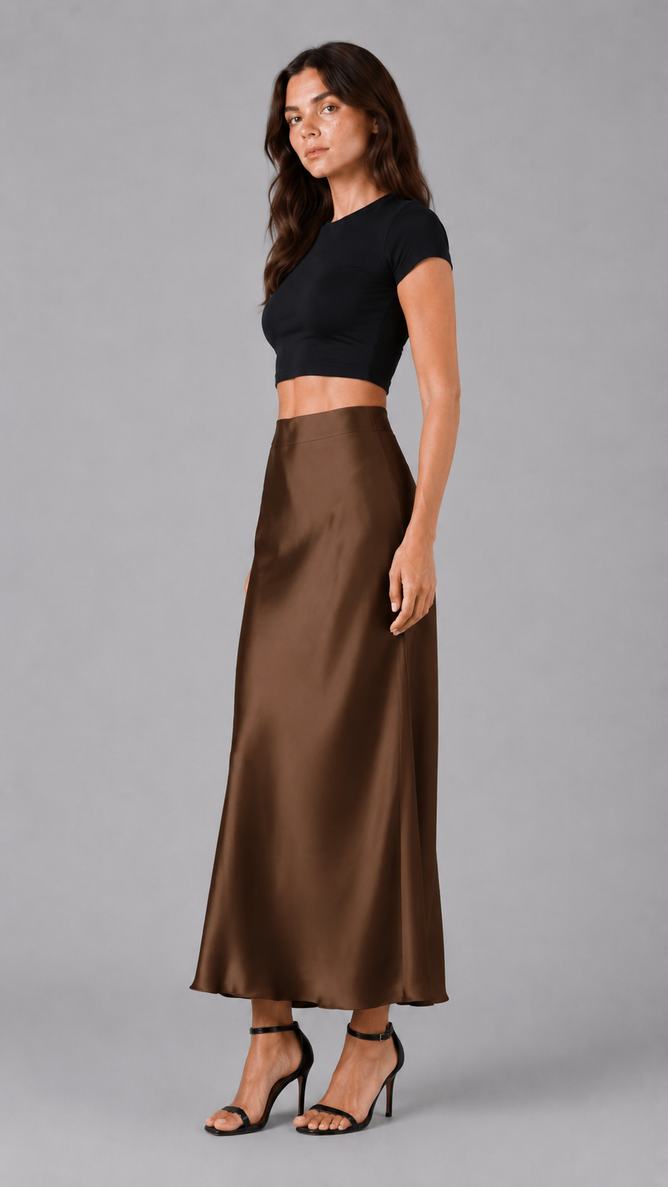 Elegant Satin Midi Skirt