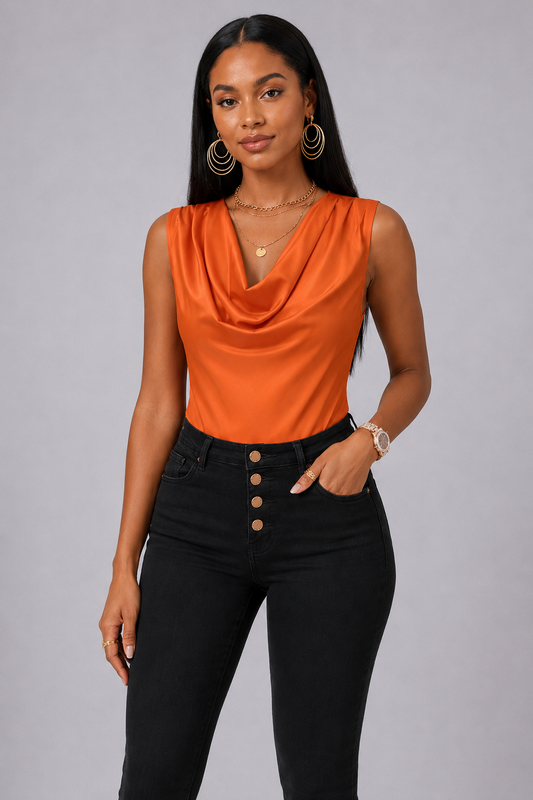 Satin Cowl Top