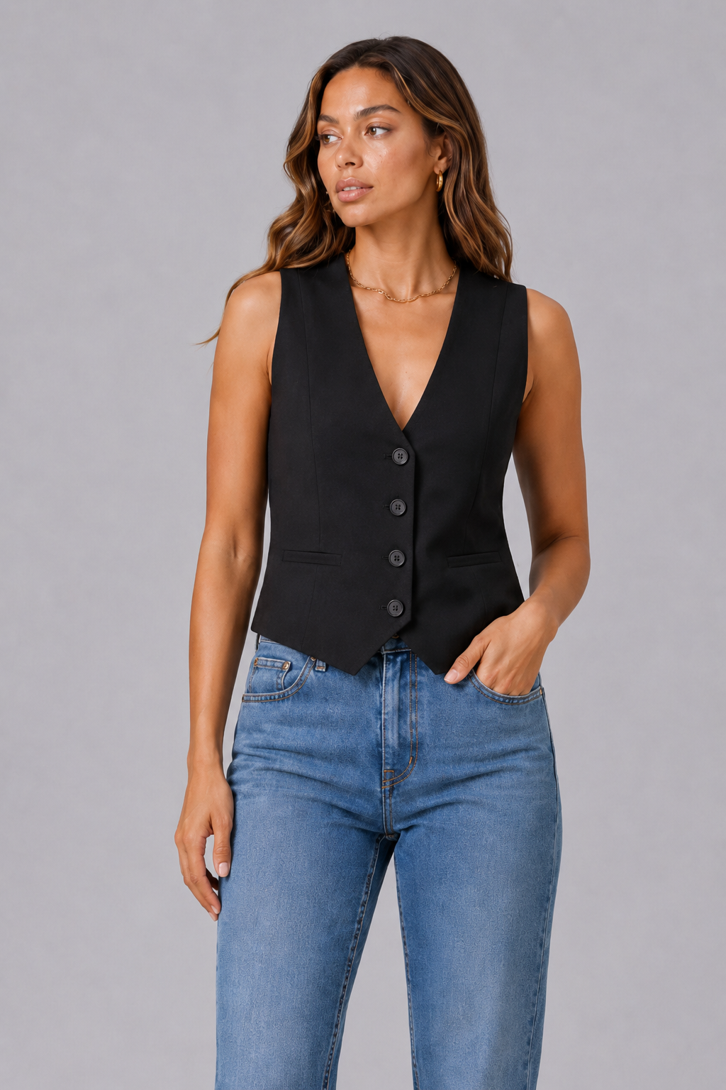 Chic Cropped Suit Vest