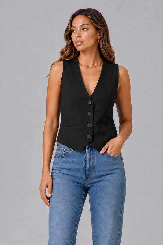 Chic Cropped Suit Vest