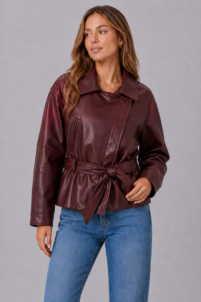 Vintage Faux Leather Cropped Trench