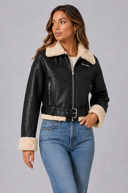 Faux Shearling Moto Jacket