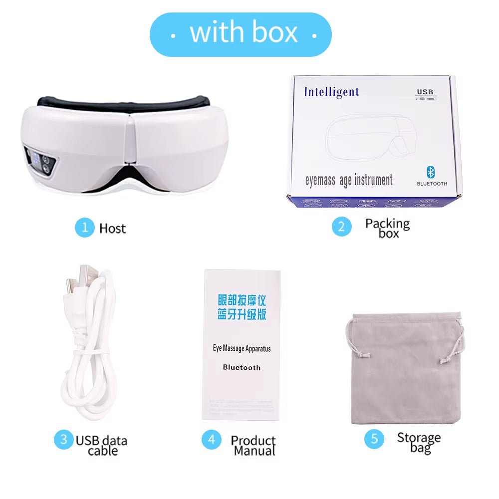 6D Smart Vibration Eye Massager Airbag Compress Eye Care Instrument Bluetooth Music Eye Massage Sleepping Mask Eye Relax Fatigue